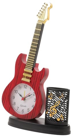 TOPBATHY Violin Clock Ornament Pen Holder Design Violin Model Desk Clock Simulation