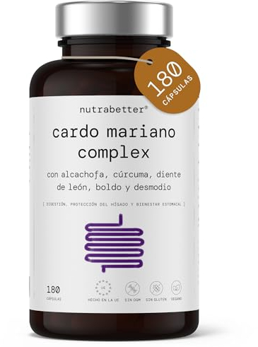 Cardo Mariano complex 180 cápsulas con Alcachofa, Cúrcuma, Diente de león, Bodio y Desmodio