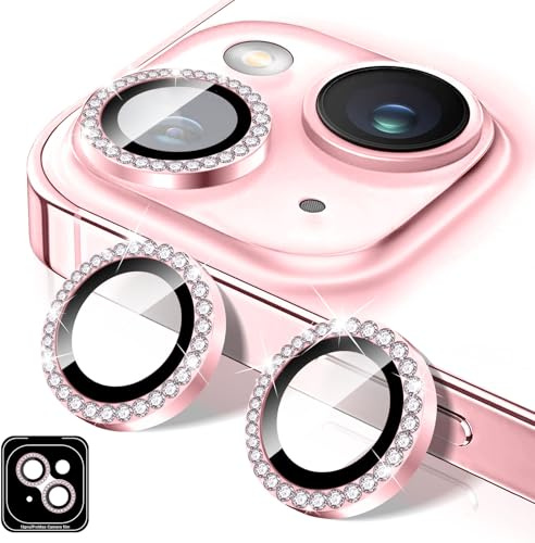 Kucheed Diamond Camera Lens Protector Compatible for iPhone 12/12 Mini, Bling Tempered Glass Camera Cover, Individual Automatic Alignment Metal Rings, Glitter Phone Lens Cover Film Stickers