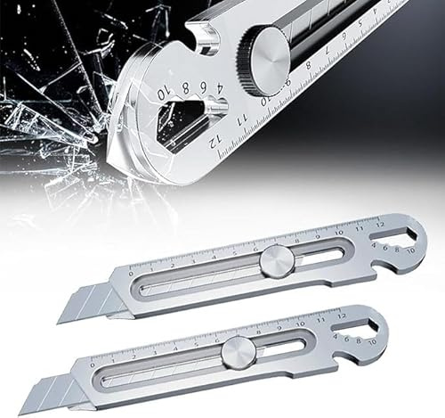 Schweres Mehrzweck Gebrauchsmesser, 2024 Profi Cuttermesser, Multifunktionales Mehrzweck Teppichmesser Druckguss Cutter Messer, Gebrauchsmesser 7 in 1 Mehrzweck Allzweckmesser einziehbarer Kistenschne