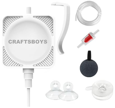 Craftsboys Ultra Silent Fish Tank Air Pump, Aquarium Oxygen Pump, for 10L-40L Fish Tank, Single Outlet