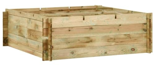 Rantry Jardinière surélevée en bois de pin - 9 compartiments pour fleurs et légumes - 120x120x40 cm