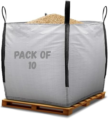 Primes DIY PREMIUM GRADE 1 Ton FIBC Bulk Jumbo Bags, Bulk bag Extra Large for Builders Garden waste, Heavy Duty, Industrial Woven Material, Storage Sack with Lifting Handles (90x90x90cm)(10 Pack)