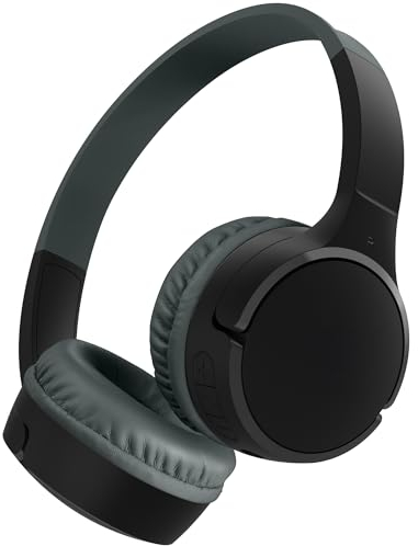 Belkin SoundForm Mini Casque Audio sans Fil pour Enfants avec Micro intégré (Circum-aural, autonomie de 30 h, pour Apprentissage, Voyages, Autocollants Amusants, pour iPhone, iPad, Galaxy) - Noir
