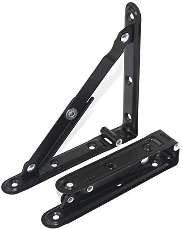 Unterstützt Scharnier, Soft-Close-Türdämpfer, Stoßscharniere, 2 Stück, schwarze Metall-Klapphalterung, dreieckige Metall-Entriegelungshalterung, Möbel-Stützscharnier(S 150mm)