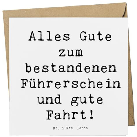 Mr. & Mrs. Panda Grußkarte Spruch Erste Erfahrungen im Straßenverkehr - Geschenk, Glückwunsch, faltkarte, Klappkarte, neuen, anlasskarte, Glückwunschkarte, doppelkarte, Vertrauem, Zuversicht, Trost