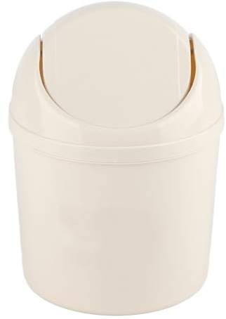 TYCIONG Mini pattumiera con coperchio, piccola pattumiera rimovibile, piccola pattumiera in plastica, pattumiera da bancone per bagno, ufficio, , ufficio (bianco)