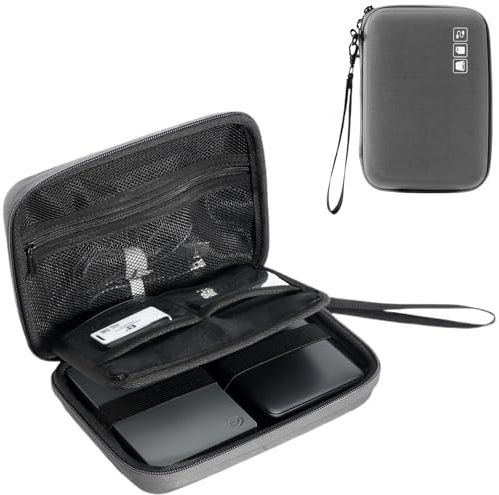 ProCase Hårddiskfodral för Canvio Basics Western Digital WD Elements My Passport Seagate bärbar backup Plus Slim 1 TB 2 TB 3 TB 4 TB USB 2.5, bärbart externt fodral för 2 hårddiskar – mörkgrå
