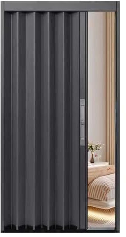 Abschließbare Schiebetür für Innenschrank, Scheune, Flur, Schrank, magnetische Falttür mit Schloss, Akkordeon-Design, Grau, 106,7 x 203,2 cm