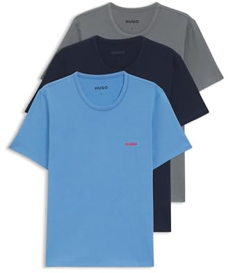 HUGO - T-shirt da uomo RN Triplet P, confezione da tre con logo stampato, in cotone, XL