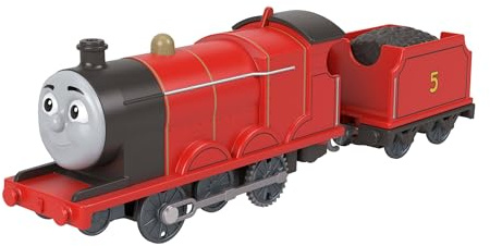 Fisher-Price Thomas och hans vänner klassisk James motoriserad lokomotiv med lastvagn, stimulerar småbarns lek och fantasi, JGF95