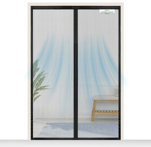 SCREEN DOOR Fliegengitter Balkontür 70x210cm | Hochwertiges Magnetisches Fliegengitter Tür, Insektenschutz, Einfache Montage – Schwarz