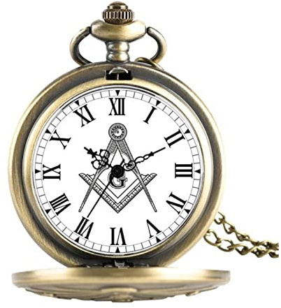 YKLMGVAW Taschenuhr Antique Freemason G Dial Chrome Square und Kompass Mason Freimaurer Halskette Anhänger Quarz Taschenuhr for Freemason Taschenuhr Handaufzug