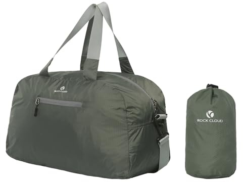Rock Cloud Ultraleichte, faltbare Seesack, 30 l, wasserabweisend, verstaubar, Wochenende, Übernachtung, für Reisen, Sport, Camping, Achatgrau, 30 liters