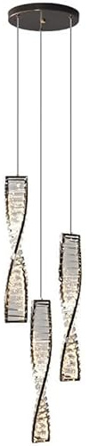 Lámpara colgante de cristal de lujo en espiral, dorada, regulable, LED, para escalera, moderna, de techo, para comedor, decoración del hogar, dormitorio, sala de estar, luminaria suspendida.