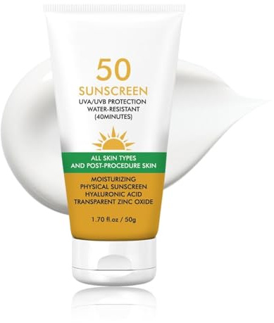 SPF 50 Sunscreen for Face & Body – Non Greasy Sunscreen with Zinc Oxide, Waterproof Sun Cream for 40 Mins, Lightweight Sun Cream SPF 50 for Sensitive Skin, Travel Size Sunblock