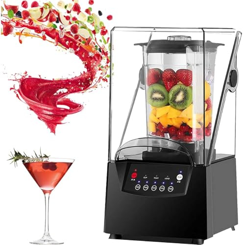 Blender insonorisé 2200W commercial, grande capacité 2L, 6 lames inox, broyeur glace et fruits, mixeur professionnel smoothies, jus, soupes, idéal restaurant