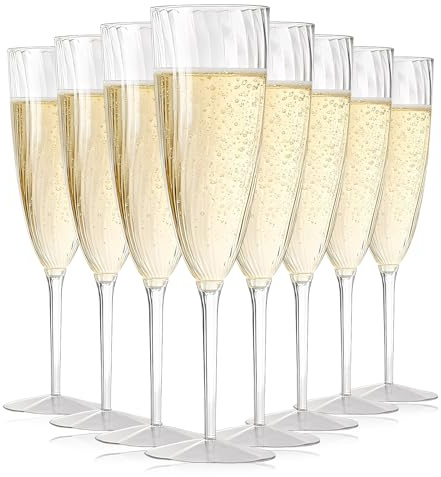 8 Pcs Clear Champagne Flutes,Reusable Plastic Champagne Flutes Cocktail Glasses Crystal Wine Cups Transparent Drinkware for Party,Wedding,Christmas Events,Durable Washable Party Cups,6 oz/180ml.