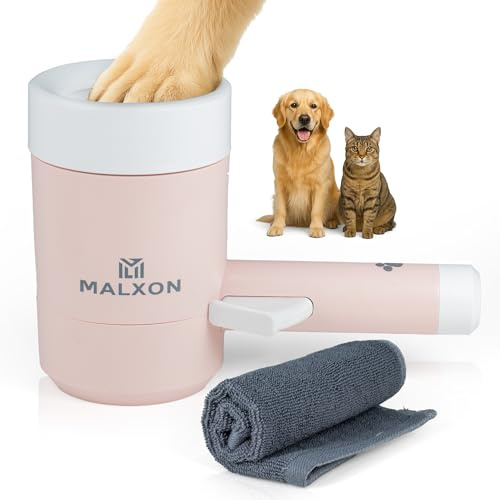 MALXON® Pfotenreiniger für Hunde & Katzen – Sanfte Silikonborsten, Spülmaschinenfest, inkl. Mikrofaser-Handtuch – Deutsche Marke [Größe S/M/