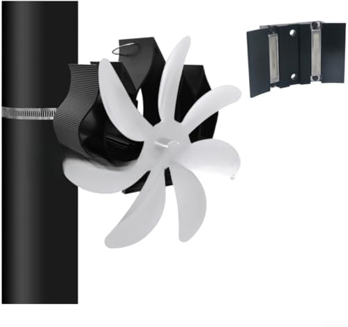 Marchfunny Magnetischer Sockel, wärmebetriebener Ofenventilator für Holzkamine, Aluminium-Legierung für lang anhaltende Leistung und Luftzirkulation (Silber)