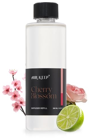 Airkeep Recambio Difusor 200 ml – Aceite Perfumado para Varillas – Fragancia para el Hogar de Larga Duración hasta 90 Días – Cherry Blossom