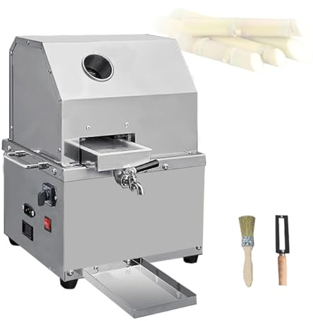 Extracteur de jus de canne à sucre électrique à haut rendement, presse-agrumes commercial avec grande entrée, rotation avant/arrière, roulettes universelles, 3 rouleaux en acier inoxydable(A)