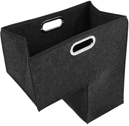 HOMSFOU Cesto Portabiancheria Pieghevole Grigio Scuro per Scale a Forma l Foro Ergonomico, Organizer Portaoggetti per Vestiti e Giocattoli, Salvaspazio e Facile da Trasportare