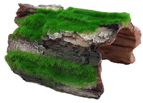 Reptil habitat trädstam – format ihåligt gömställe, reptiler habitat tillbehör, 11 x 9 x 7 cm symmetrisk , högkvalitativt ABS-material, naturligt AST-utseende – för leopard geckos och bardagsnamn