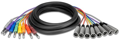 Hosa STX-803M 8-Channel 1/4 inch TRS Male to XLR Male Balanced Snake - 9.9 Foot