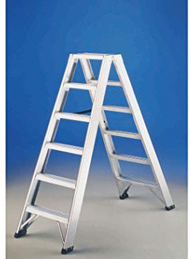 Svelt Scala Professionale a Doppia Salita in Alluminio – 8 Gradini Antisdrucciolo 8 cm, Rinforzi e Cerniere in Acciaio, Tamponi Maggiorati – Certificata EN131