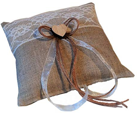 edles Ringkissen zur Hochzeit Leinen Spitze VINTAGE RK0038