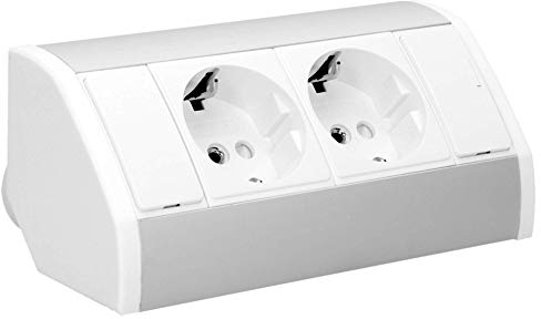 ORNO OR-GM-9005/W-G(GS) Presa Angolare 2x Shuko 3680W Montaggio a 45° Su Superficie Per Cucina Ufficio e Piano Di Lavoro