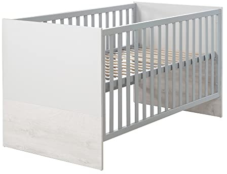 roba Kombi-Kinderbett 'Maren 2', verstellbar, 3 Schlupfsprossen, 70x140 cm, umbaubar, Lichtgrau/Weiß
