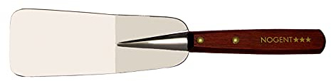Spatule de Cuisine Coudée – Pelle Inox – 15 cm – Manche Bois Merisier 11,5 cm – Ustensile de cuisine robuste et élégant – Idéale pour légumes, viandes et pâtisserie - 09010K