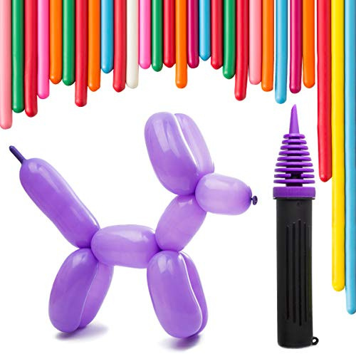 200 Twisting Balloons with Double Action Hand Pump for sculpting animals. Premium Quality.