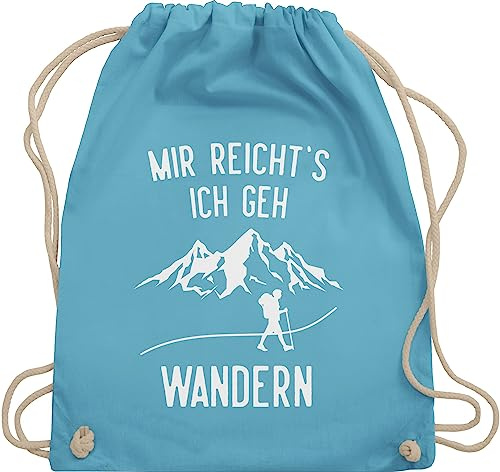 Shirtracer Turnbeutel Rucksack - Laufen Joggen Zubehör - Mir reichts ich geh wandern - Berge - Unisize - Hellblau - wanderzubehör sportbeutel läufer laufsport berg beutel wanderutensilien hobby tüte