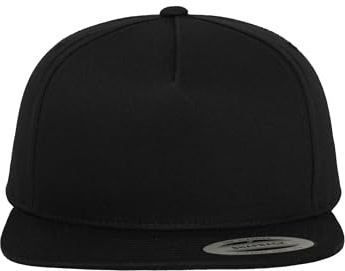Flexfit Klassische 5-Panel Unisex Snapback Cap, Schwarz/Schwarz, Einheitsgröße