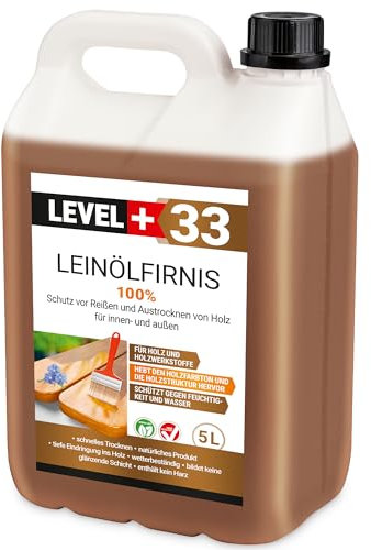 Olio di lino Firnis 5 litri, protezione del legno, doppia cottura, cura del legno, olio per legno, asciugatura rapida, protezione naturale del legno, senza resina RM33