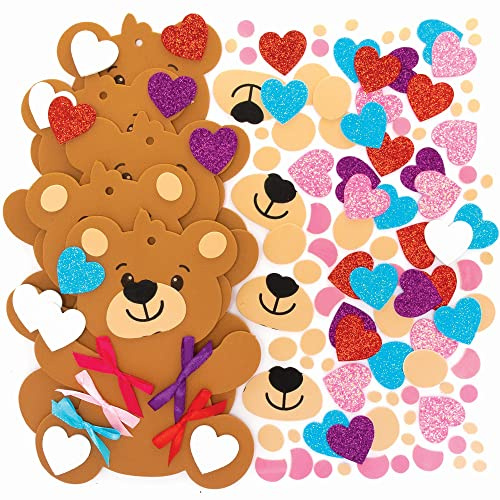 Baker Ross Love Bear - Lot de 5 décorations en caoutchouc mousse - Décoration de Saint-Valentin pour enfants - Pour bricolage (FC415)