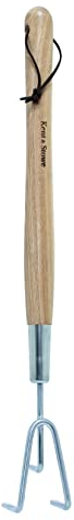Kent & Stowe Hand 3 Zinken-Grubber lang – Garten-Grubber aus Edelstahl, zum Aufbrechen von Böden, Gartenkralle mit Stiel aus Eschenholz, Länge: 54 cm