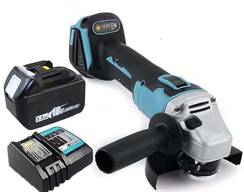 Akku-Winkelschleifer, Ersatz für Makita Bürstenlo Trennschleifer Scheibe 125mm Schleifen mit 5500mAh Akku und Ladegerät zum Entfernen von Farbe und Mörtel, zum Schleifen, Schneiden
