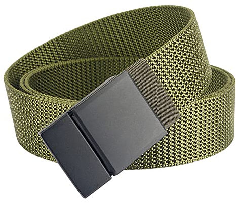 S-MAN Herren Nylon Gürtel 3,8CM Breite Verstellbare Kein Loch Metallschnalle Outdoor Sport Gurtband Golf Gürtel für Männer Grün
