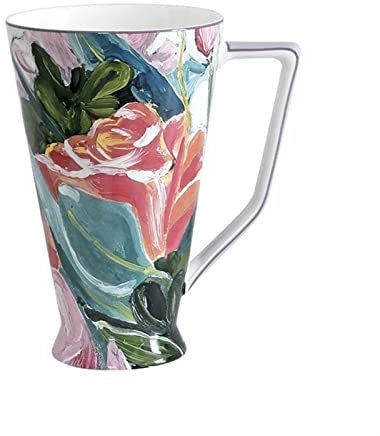 CRAGCO Tazze per Tazze Tazza da caffè di Grande capacità da 500 ml Tazza da Rosa Dipinta a Mano Tazza di Porcellana squisita for Latte e Colazione Tazza di caffè (Color : B)