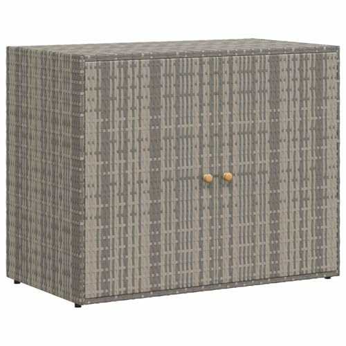 Homgoday Gartenschrank Grau PE-Rattan 100x55,5x80cm - Regenfest & Stauraum Model319869