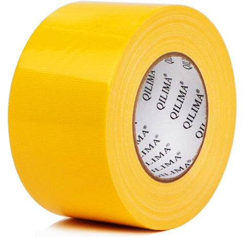 QILIMA Amarillo, 75mmx55m, una cinta reforzada duradera, cinta impermeable de tela para reparar, fijar, atar, reforzar o sellar.