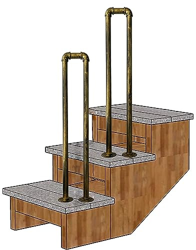 LIVINQ Garden Stair Railing Handrail, Floor Mount Wrought Iron Hand Rail with Installation Kit, U-Shaped Balustrade Guardrail Outside for Decking Terrace Balcony (Size : 55cm(1.8ft))