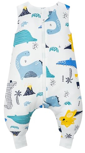 WYTbaby Baby sovsäck 1.0 Tog med fötter, ultramjuk och bekväm sovsäck 100 % bomull, perfekt för barnets sömn, lämplig för 6–18 månader baby, storlek 65–80 cm