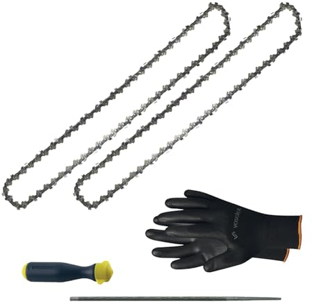 Kettensäge Zubehör - 2x Sägekette 37cm Rapid Micro Ersatzkette + Feilenheft mit Feile 4,8mm