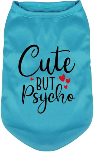 Ffwtpy Sudadera para Perros con Diseño Divertido 'Cute But Psycho' Ropa para Mascotas Suéter De Algodón Abrigo De Invierno Ropa De Moda para Perros Pequeños Y Medianos Azul Talla S XL