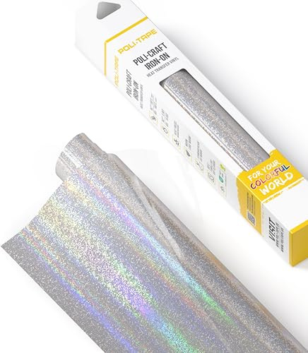 POLI-FLEX® STARFLEX Transferfolie für Textilien – Holographische Effektfolie zum Aufbügeln, Plotterfolie für DIY Shirts, Silber, 30,5 cm x 61 cm